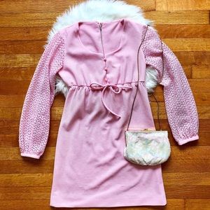 Vintage 1960’s Pink Long Sleeve Mod Mini Dress